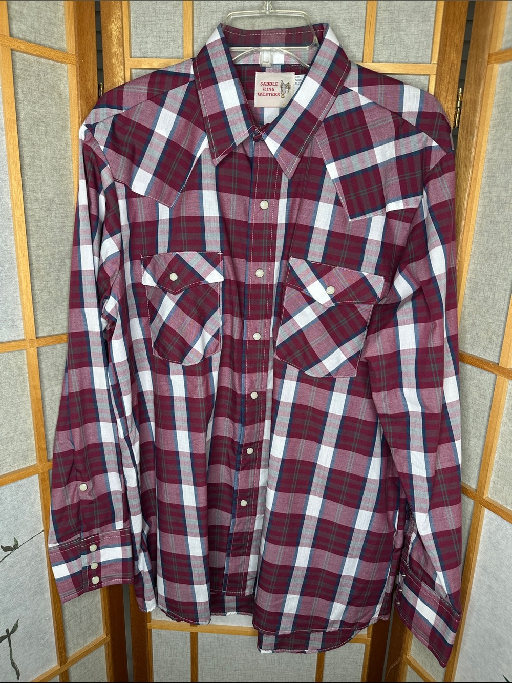 NWOT vintage Saddle King Western long-sleeve button-down by key shirt Size L